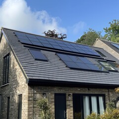 Sustainable Power Integration: Black Samsung Solar Panels on UK Terraced House