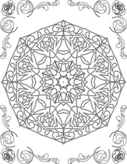 Printable Mandala Coloring Page for Adults. Educational Resources for School for Kids. Adults Coloring Book. Mandala Coloring Activity Worksheet.