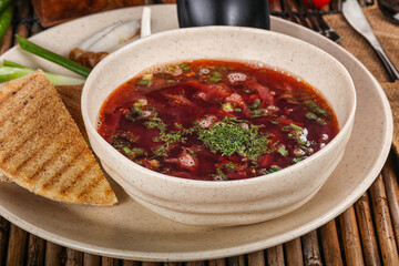 Russian cabbage and beetroot soup Borsch