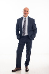 Full length of mid aged man wearing suit against isolated background