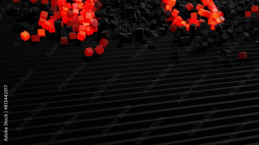 Aufkleber cubes fall down on steps bounce off stair and roll down light up and form pattern. cubes like abstra
