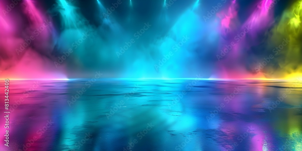 Poster discoinspired neon color blur with soft texture and abstract empty space. concept neon colors, blurr
