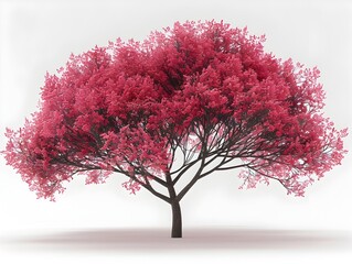 Majestic Red Autumn Tree with Vibrant Foliage in Tranquil Nature Setting