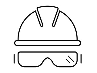 Safety helmet and glasses icon in modern outline style design. Vector illustration isolated on white background.