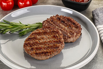 Grilled two beef burger cutlet