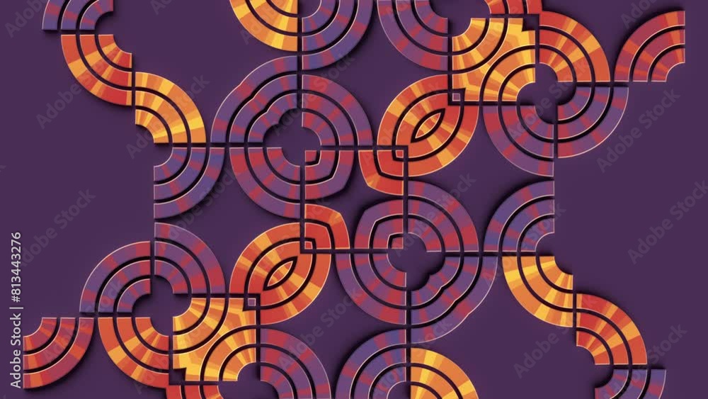 Aufkleber 3d rendering loop animation of a series of interlocking abstract curved shapes