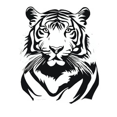 Tiger Animal black silhouette vector with white color background