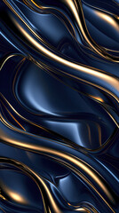 user interface UI with a luxurious combination of dynamic waves of dark blue and gold, dynamically and captivating intertwining lines.