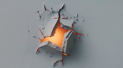 Hole Breaking Through White Wall Cut Out in 8K Resolution


