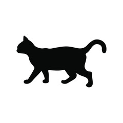 Cat Animal black silhouette vector with white color background
