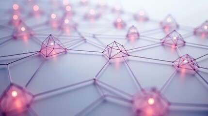Pink Glowing Nodes on Connected Network