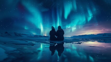 64 Couple watching the northern lights from a glass igloo, unique and romantic anniversary experience