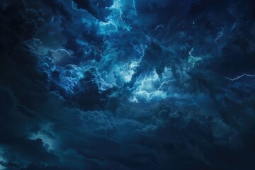 Dark Blue Sky With Clouds and Stars