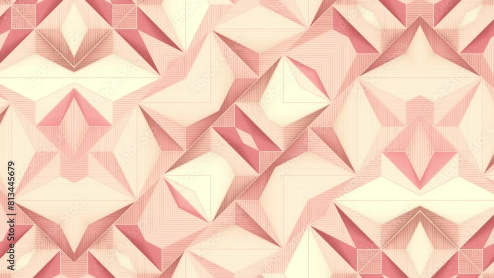 Aufkleber Elegant pink and white 3D rendering geometric shapes in loop motion