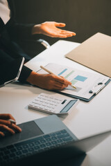 .Team of business people working together in the meeting room office, teamwork background charts and graphs banner, double exposure successful teamwork,business planning concept.