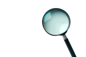 Close Up of a Magnifying Glass on a White Background