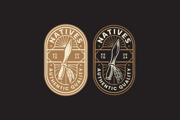 dagger and feather native america indian logo design for adventure and outdoor company business