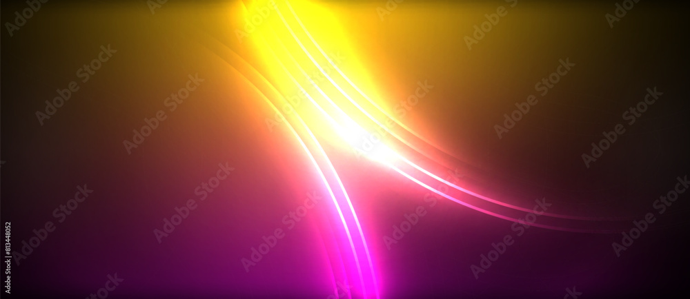 Poster a blend of purple and yellow hues illuminates the dark backdrop, resembling an astronomical object i