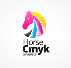 Logo Horse. CMYK Ink Print theme. Template design vector.