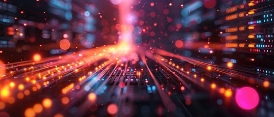 Obraz premium The image is an abstract representation of a city at night