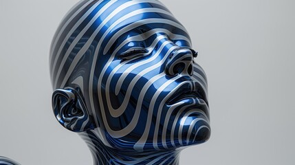 Blue Swirls on Futuristic Mannequin Head