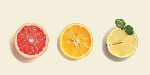 Fototapeta premium Vibrant Citrus Slices Dance on White Canvas