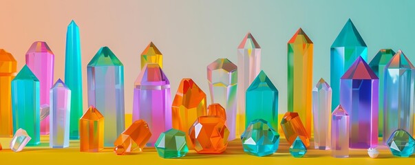Obraz premium Clear crystal figurines side view collectibles theme animation vivid