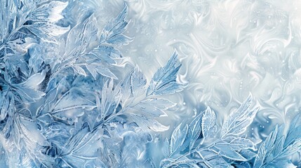 Glistening Frost:  a background with glistening frost patterns in shades of pale blue, silver, and iridescent white, capturing the beauty of a frosty winter morning. 