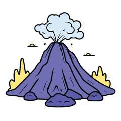 volcano line color filled illustration design