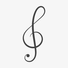 Treble clef icon. Musical Note, classic melody. Vector illustration 