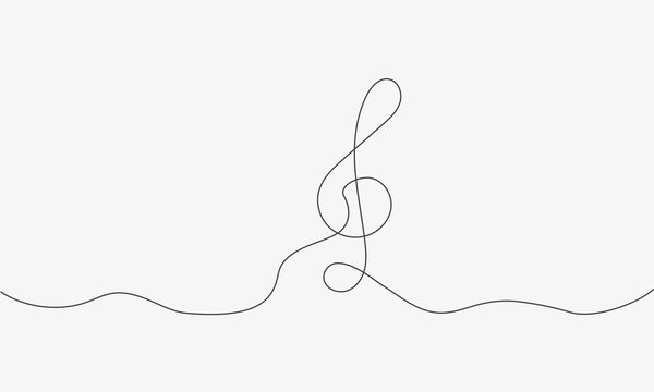 recommend clip art: Treble clef one line. Continuous Music key note icon. Hand drawn thin line of treble clef. Melody concept. Vector illustration	