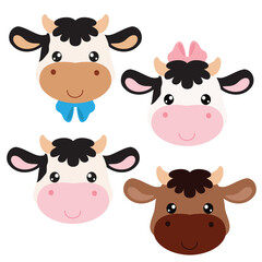 Funny cow face vector cartoon illustration