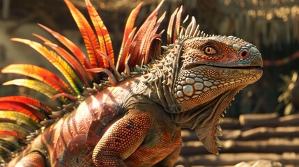 Fototapeta premium Feathered Serenade: A Colorful Iguanas Dance