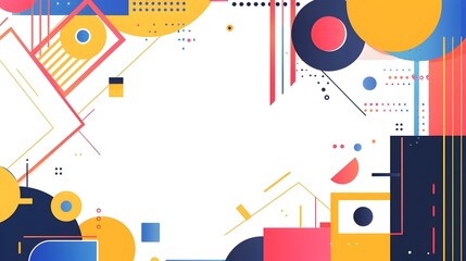 Vibrant Geometric Abstract Background with Minimalist Shapes and Generous Copyspace for Versatile Design Use