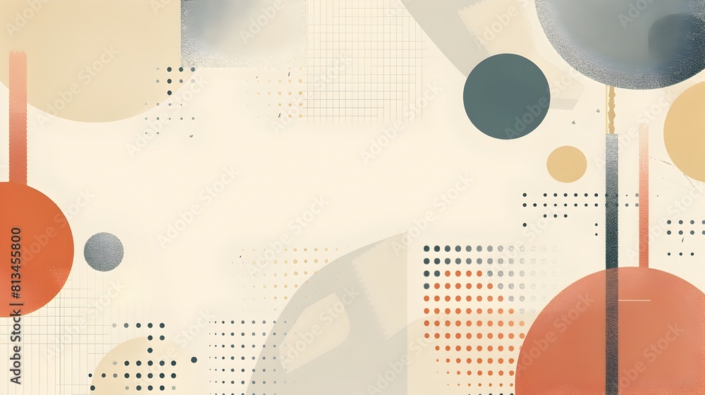 Aufkleber earthy abstract geometric template with copyspace and dimensional layered patterns on white backgrou