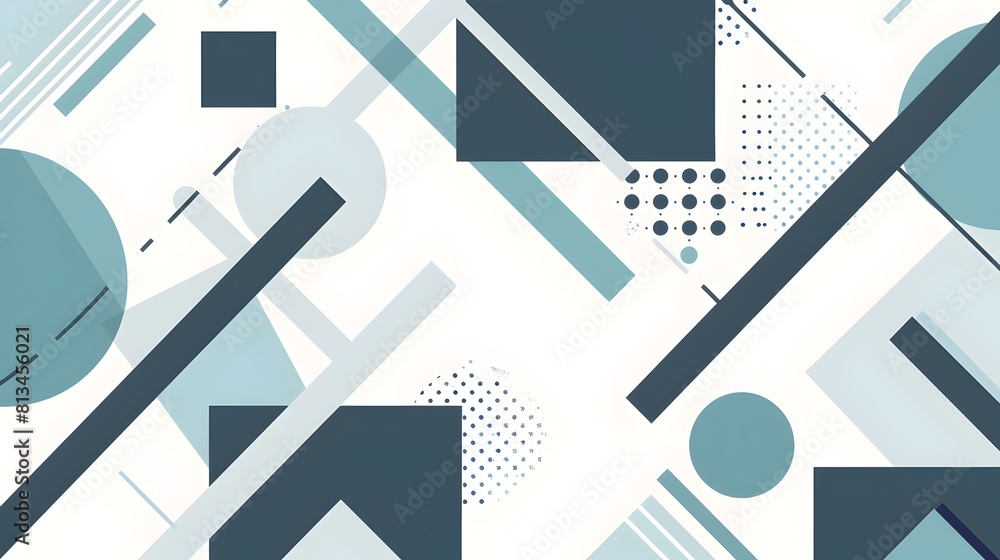 Fototapete minimalist geometric abstraction with overlapping shapes in cool monochromatic palette on white back