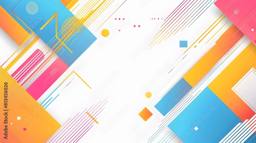 Aufkleber dynamic geometric abstract template with vibrant shapes and copyspace for branding or advertising de