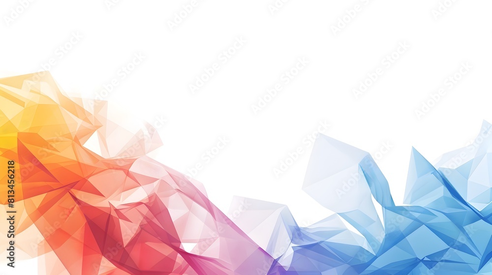 Poster Vibrant Geometric Abstract Background with Interlocking Polygonal Shapes and Gradients Minimalist Template with Asymmetric Balanced Composition and