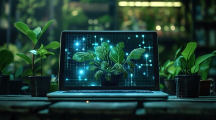 Digital Plant Analysis on Laptop Screen