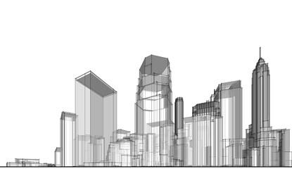 modern architecture city 3d illustration