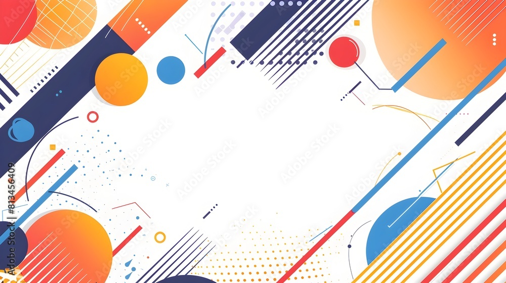 Fototapete Energetic Geometric Abstract Background with Vibrant Colors and Bold Patterns in Unconventional Composition