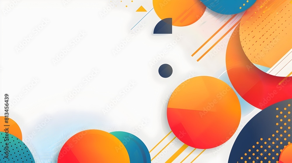Fototapete Striking Layered Abstract Geometric Background with Interlocking Shapes and Dynamic Color Palette in Flat Design