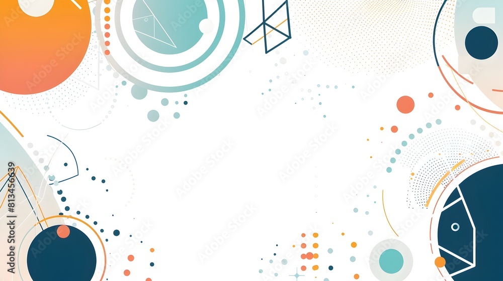 Aufkleber Serene Abstract Geometric Template with Nested Circular Motifs and Triangular Patterns in Thirds Composition
