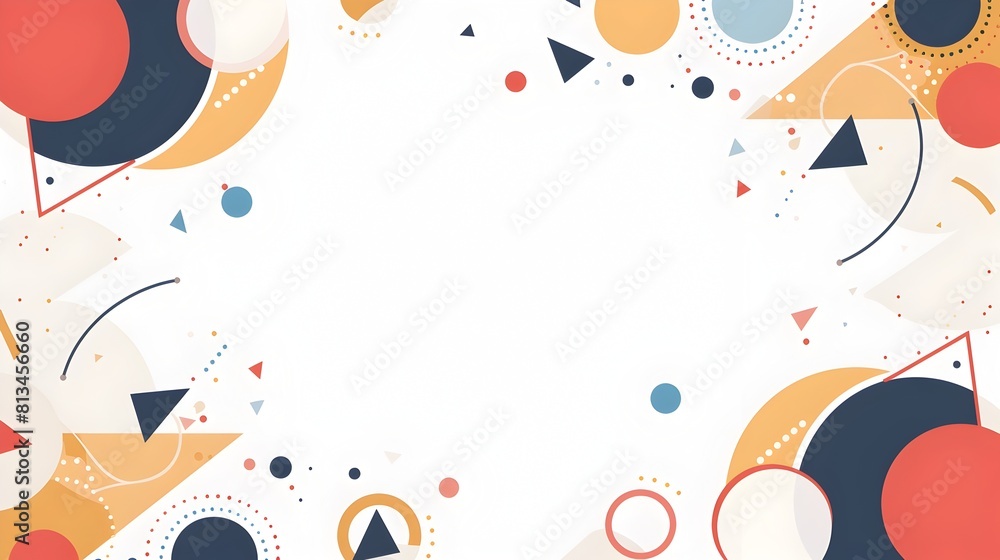 Aufkleber Serene Abstract Geometric Background with Minimalist Nested Circular and Triangular Patterns Emphasizing Top and Bottom Thirds