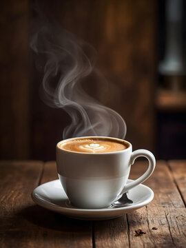 Steaming hot cup of coffee