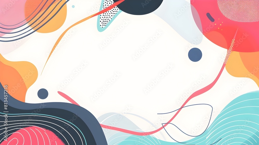Poster vibrant geometric abstract background with flowing intersecting lines and organic shapes in a clean 