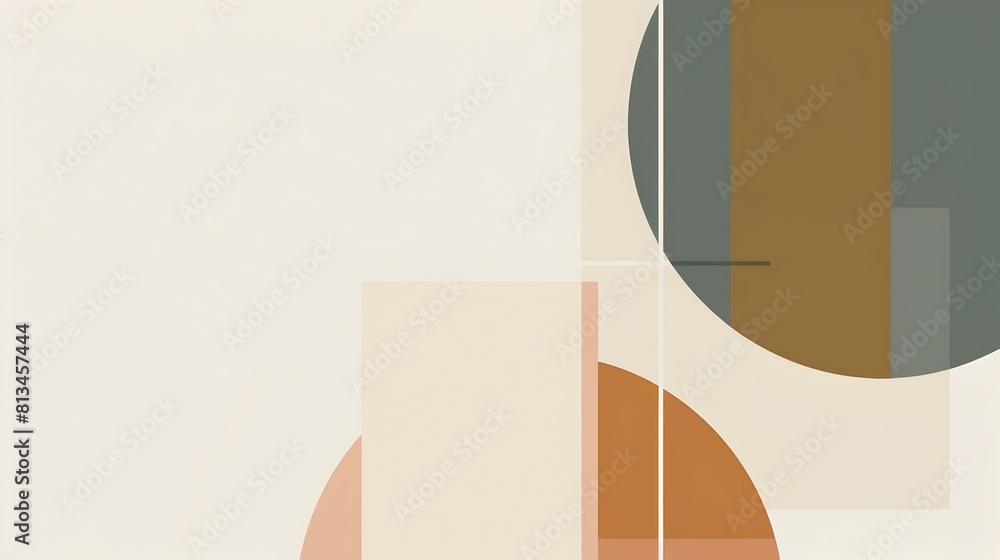 Leinwandbilder minimalist geometric template with intersecting lines and muted earth tones on clean white backgroun