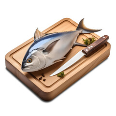 Tuna Fish on a Wooden Cutting Board
