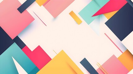 Vibrant Geometric Backdrop with Overlapping Angular Shapes and Copyspace for Minimalist Design or Branding