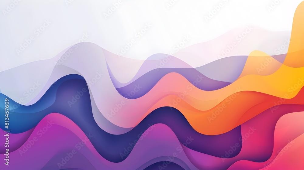 Fototapete Intertwining Organic Shapes in a Gradient Color Scheme Minimalist Design Template with Rule of Thirds Placement and Flat Graphic Style on a Pristine